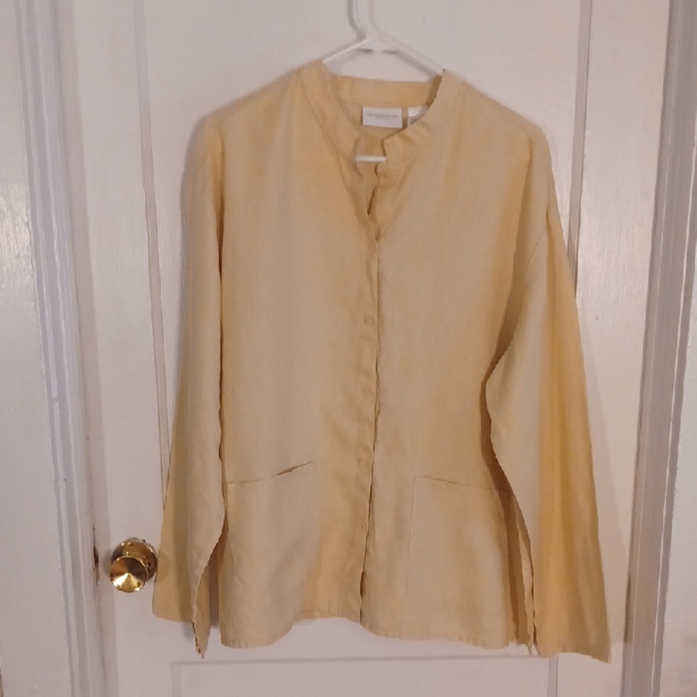 Liz Claiborne Linen Long Sleeve Top Women's Size Xlarge